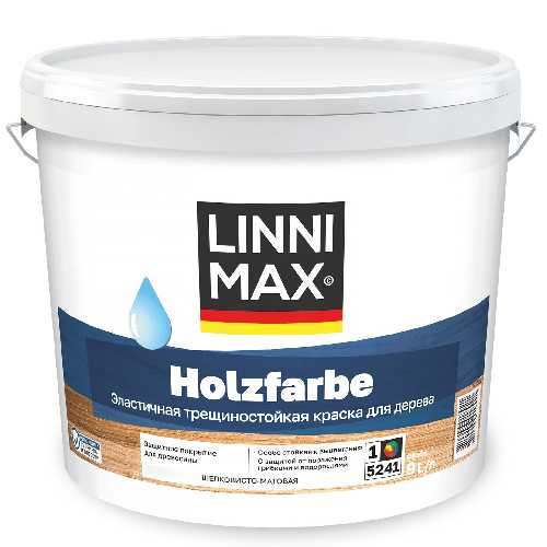 Краска водно-дисперсионная для наружных и внутренних работ LINNIMAX Holzfarbe / Хольцфарбе База 1, 2,5 л